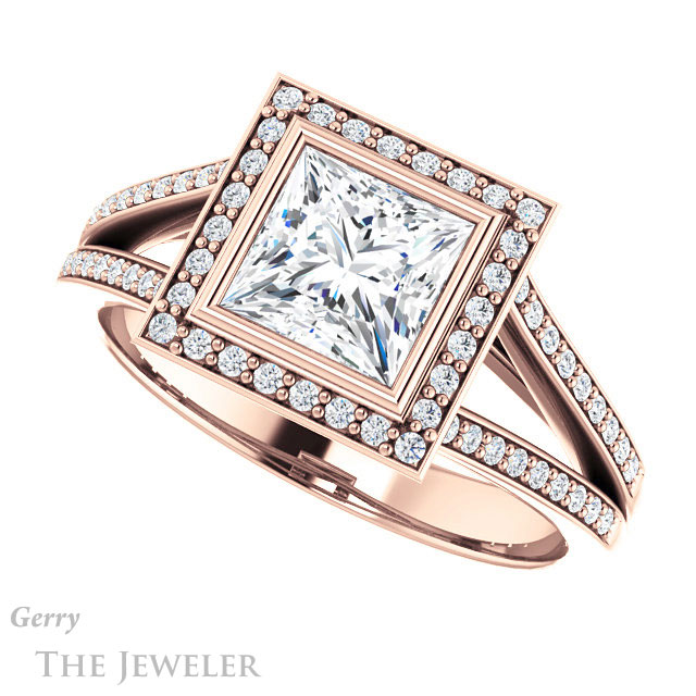 Princess Cut Forever One Moissanite Engagement Ring #GTJ1190-square-fo-r