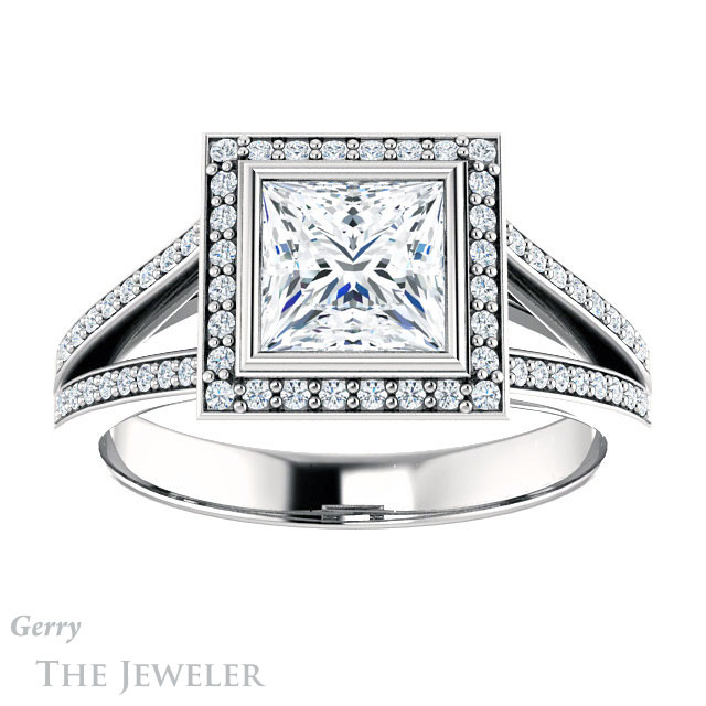 Princess Cut Forever One Moissanite Engagement Ring #GTJ1190-square-fo-w