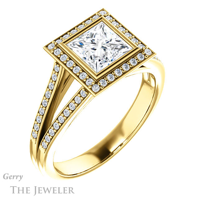 Princess Cut Forever One Moissanite Engagement Ring #GTJ1190-square-fo-y 4 Princess Cut Forever One Moissanite Engagement Ring #GTJ1190-square-fo-y
