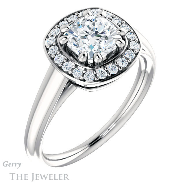 Cushion Cut Forever One Moissanite Engagement Ring #GTJ1191-cushion-fo-w
