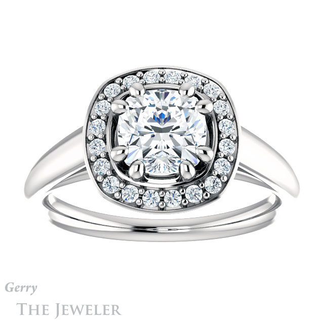 Cushion Cut Forever One Moissanite Engagement Ring #GTJ1191-cushion-fo-w