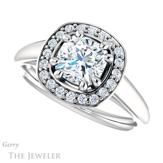 Cushion Cut Forever One Moissanite Engagement Ring #GTJ1191-cushion-fo-w