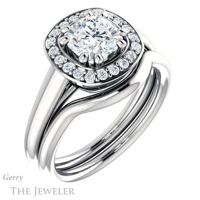 Cushion Cut Forever One Moissanite Engagement Ring #GTJ1191-cushion-fo-w