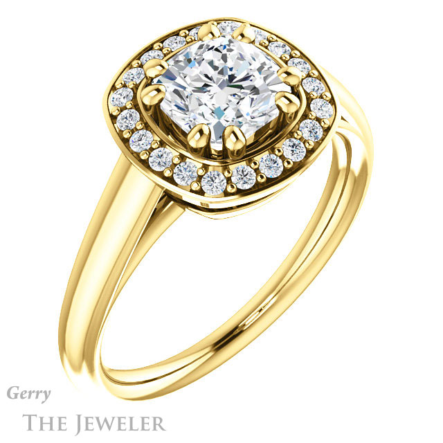 Cushion Cut Forever One Moissanite Engagement Ring #GTJ1191-cushion-fo-y