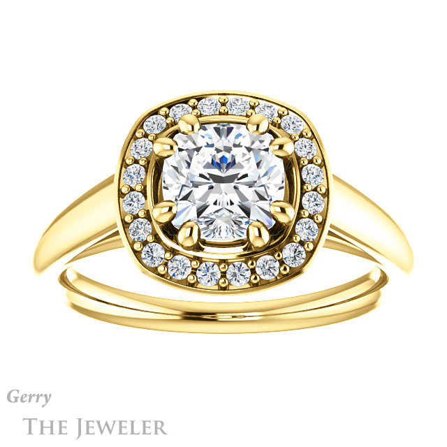 Cushion Cut Forever One Moissanite Engagement Ring #GTJ1191-cushion-fo-y