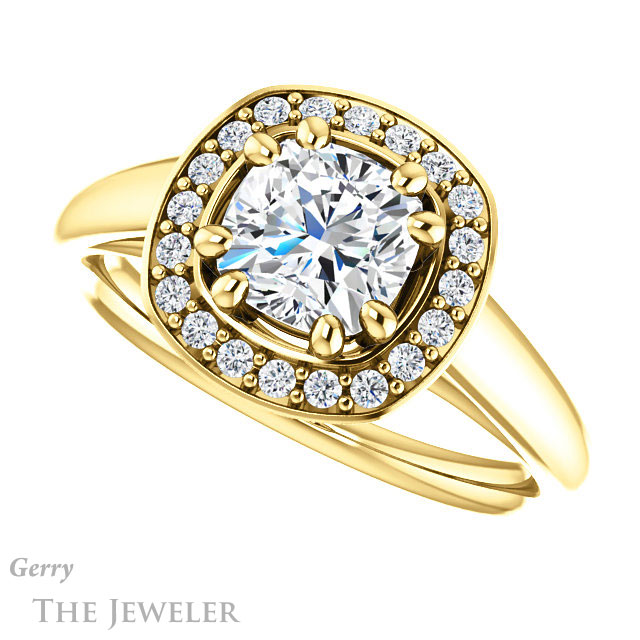 Cushion Cut Forever One Moissanite Engagement Ring #GTJ1191-cushion-fo-y