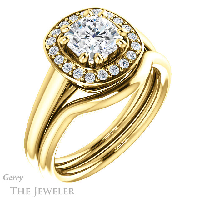 Cushion Cut Forever One Moissanite Engagement Ring #GTJ1191-cushion-fo-y