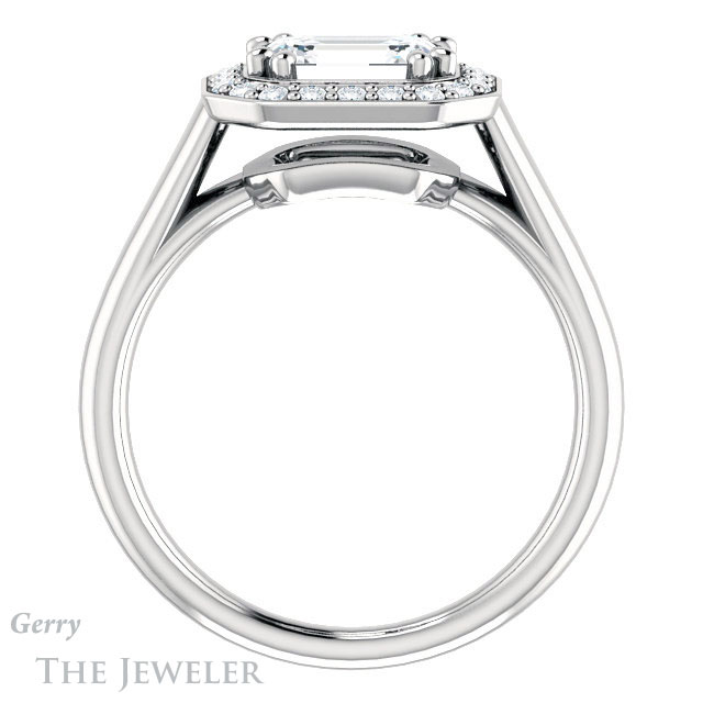 Emerald Cut Forever Brilliant Moissanite Engagement Ring #GTJ1191-emerald-fb-w