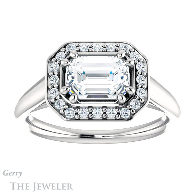 Emerald Cut Forever Brilliant Moissanite Engagement Ring #GTJ1191-emerald-fb-w