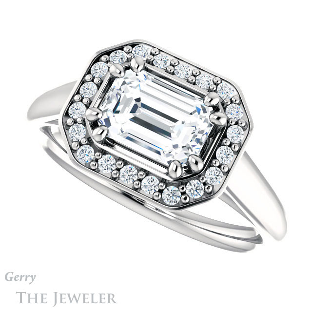Emerald Cut Forever Brilliant Moissanite Engagement Ring #GTJ1191-emerald-fb-w