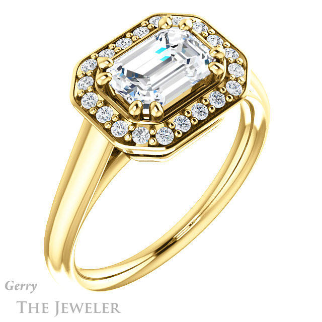 Emerald Cut Forever Brilliant Moissanite Engagement Ring #GTJ1191-emerald-fb-y