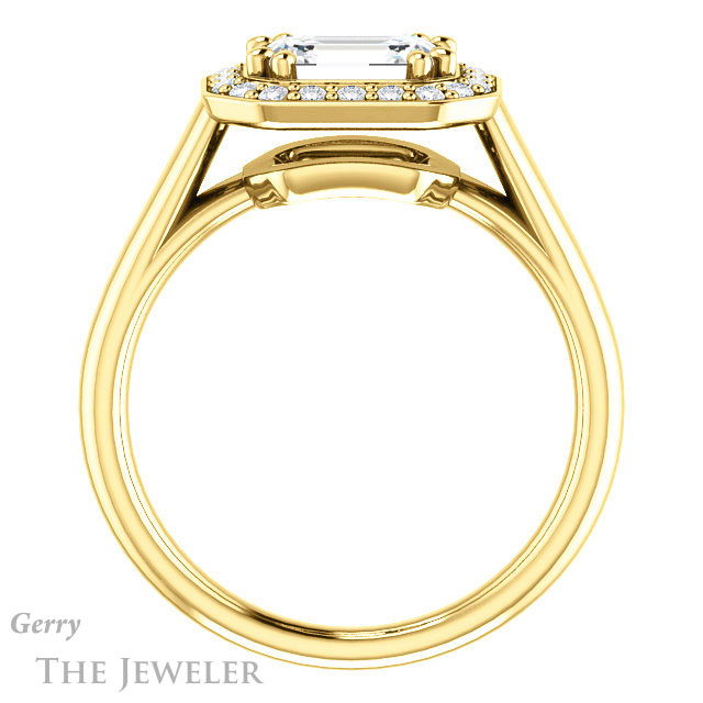 Emerald Cut Forever Brilliant Moissanite Engagement Ring #GTJ1191-emerald-fb-y