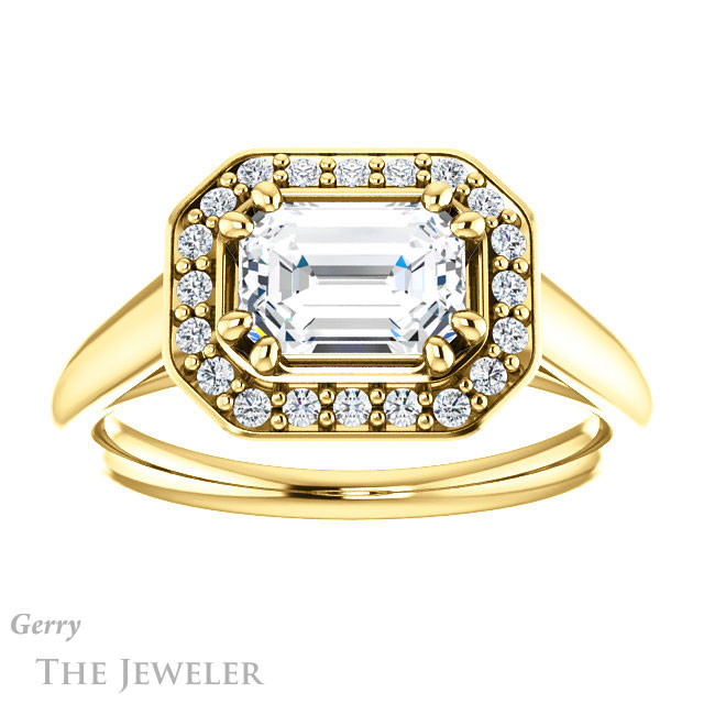 Emerald Cut Forever Brilliant Moissanite Engagement Ring #GTJ1191-emerald-fb-y