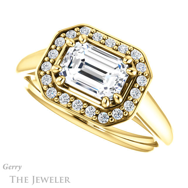 Emerald Cut Forever Brilliant Moissanite Engagement Ring #GTJ1191-emerald-fb-y