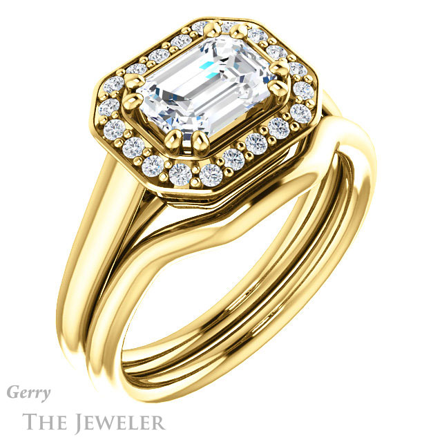 Emerald Cut Forever Brilliant Moissanite Engagement Ring #GTJ1191-emerald-fb-y