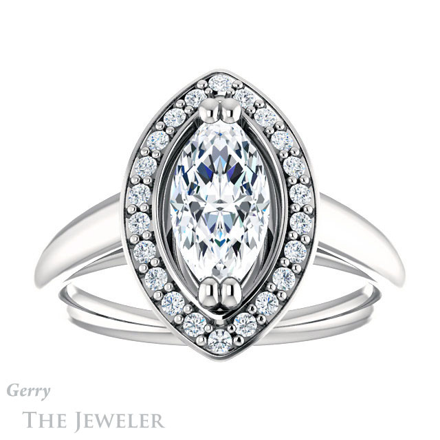 Marquise Cut Forever Brilliant Moissanite Engagement Ring #GTJ1191-marquise-fb-w