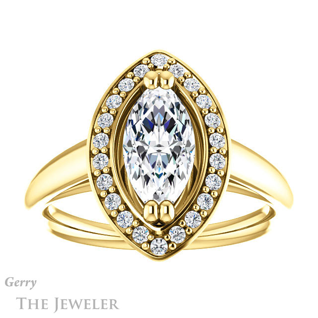 Marquise Cut Forever Brilliant Moissanite Engagement Ring #GTJ1191-marquise-fb-y