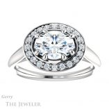 Oval Shaped Forever One Moissanite Engagement Ring #GTJ1191-oval-fo-w
