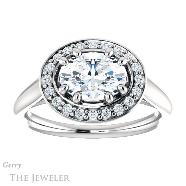Oval Shaped Forever One Moissanite Engagement Ring #GTJ1191-oval-fo-w