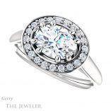 Oval Shaped Forever One Moissanite Engagement Ring #GTJ1191-oval-fo-w