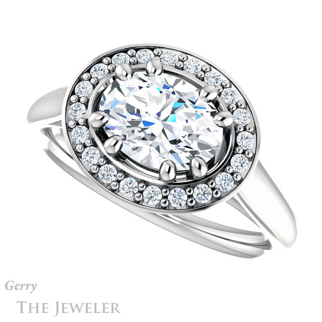 Oval Shaped Forever One Moissanite Engagement Ring #GTJ1191-oval-fo-w