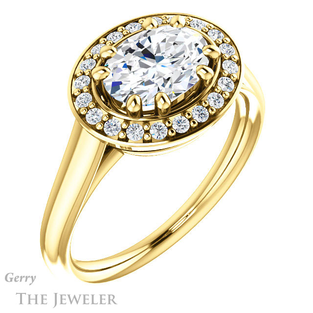 Oval Shaped Forever One Moissanite Engagement Ring #GTJ1191-oval-fo-y