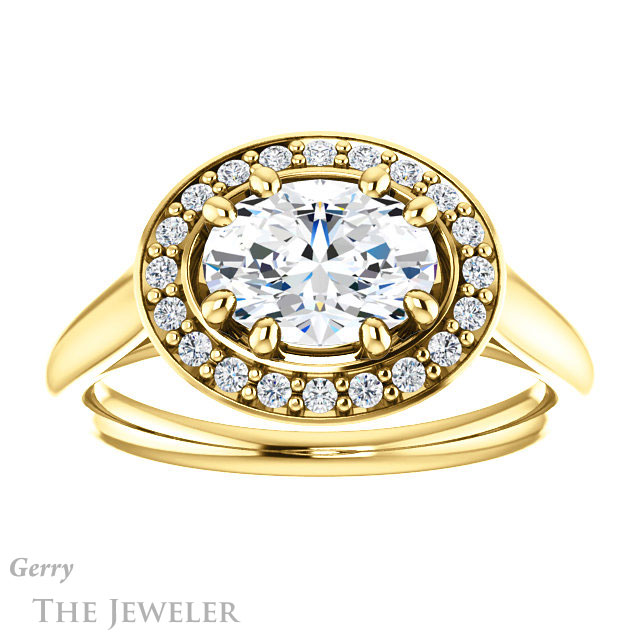 Oval Shaped Forever One Moissanite Engagement Ring #GTJ1191-oval-fo-y