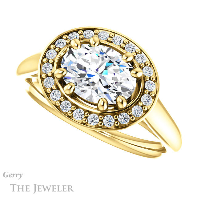 Oval Shaped Forever One Moissanite Engagement Ring #GTJ1191-oval-fo-y