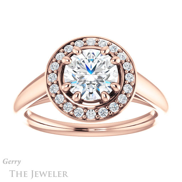 Round Cut Forever One Moissanite Engagement Ring #GTJ1191-round-fo-r