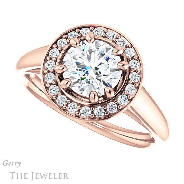 Round Cut Forever One Moissanite Engagement Ring #GTJ1191-round-fo-r