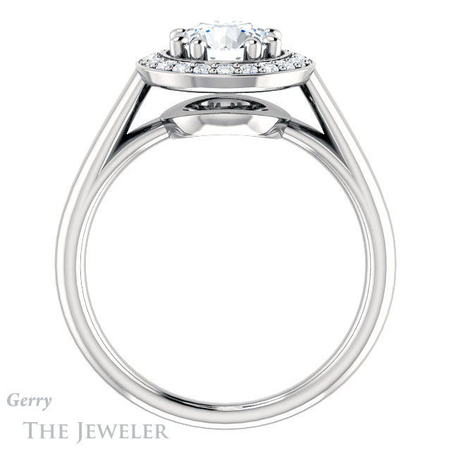 Round Cut Forever One Moissanite Engagement Ring #GTJ1191-round-fo-w