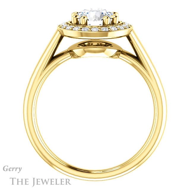 Round Cut Forever One Moissanite Engagement Ring #GTJ1191-round-fo-y