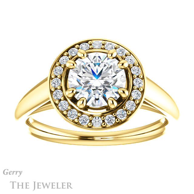 Round Cut Forever One Moissanite Engagement Ring #GTJ1191-round-fo-y