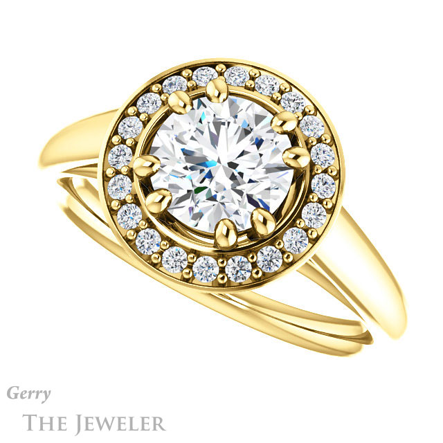 Round Cut Forever One Moissanite Engagement Ring #GTJ1191-round-fo-y