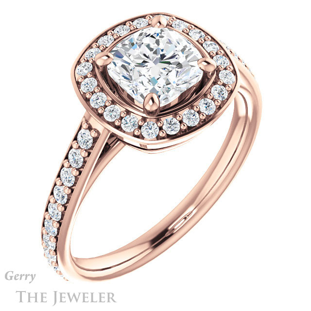 Cushion Cut Forever One Moissanite Engagement Ring #GTJ1192-cushion-fo-r