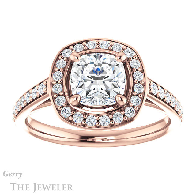 Cushion Cut Forever One Moissanite Engagement Ring #GTJ1192-cushion-fo-r