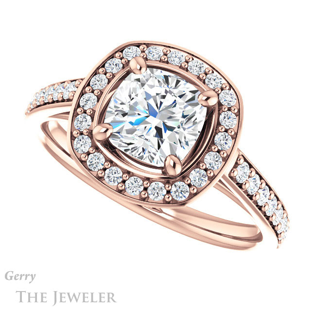 Cushion Cut Forever One Moissanite Engagement Ring #GTJ1192-cushion-fo-r