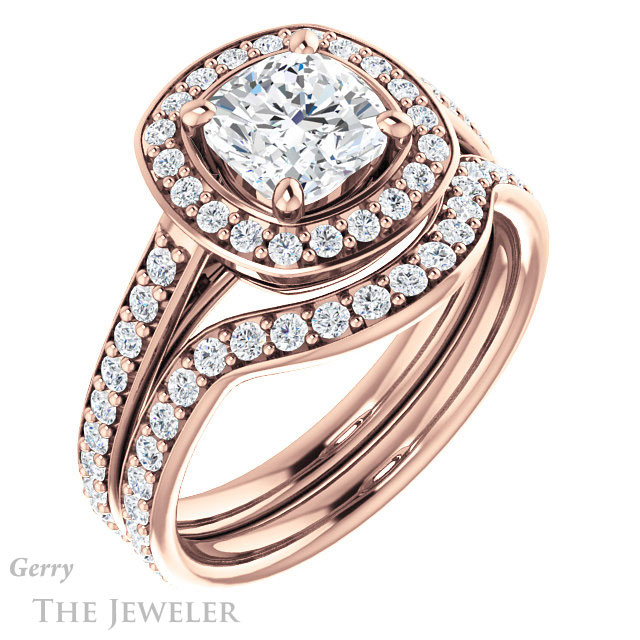 Cushion Cut Forever One Moissanite Engagement Ring #GTJ1192-cushion-fo-r