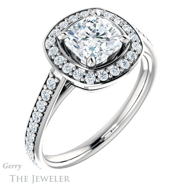 Cushion Cut Forever One Moissanite Engagement Ring #GTJ1192-cushion-fo-w
