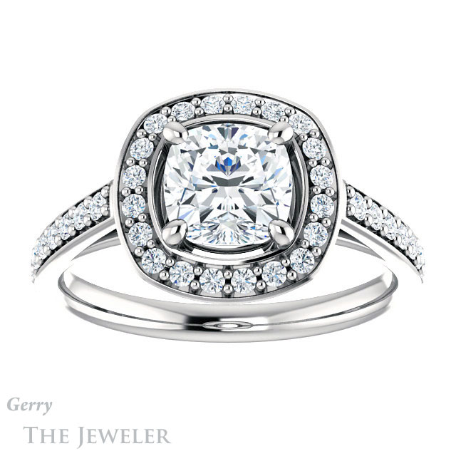 Cushion Cut Forever One Moissanite Engagement Ring #GTJ1192-cushion-fo-w