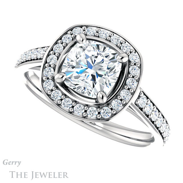 Cushion Cut Forever One Moissanite Engagement Ring #GTJ1192-cushion-fo-w