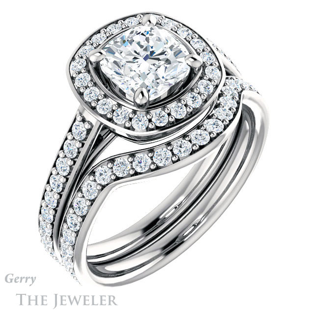 Cushion Cut Forever One Moissanite Engagement Ring #GTJ1192-cushion-fo-w