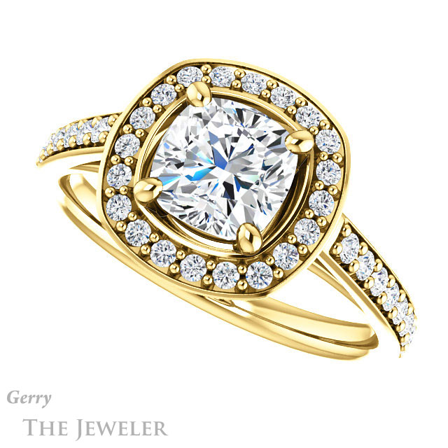 Cushion Cut Forever One Moissanite Engagement Ring #GTJ1192-cushion-fo-y 5 Cushion Cut Forever One Moissanite Engagement Ring #GTJ1192-cushion-fo-y