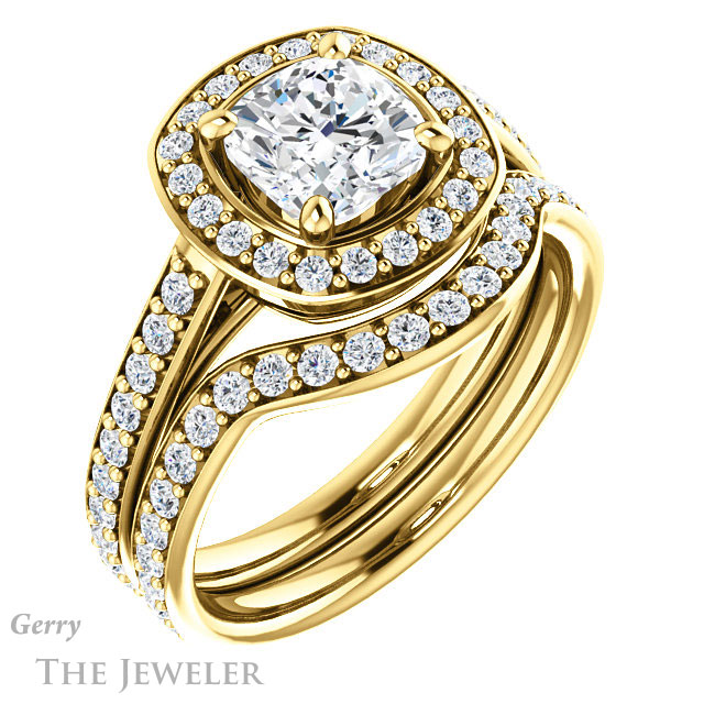 Cushion Cut Forever One Moissanite Engagement Ring #GTJ1192-cushion-fo-y 6 Cushion Cut Forever One Moissanite Engagement Ring #GTJ1192-cushion-fo-y