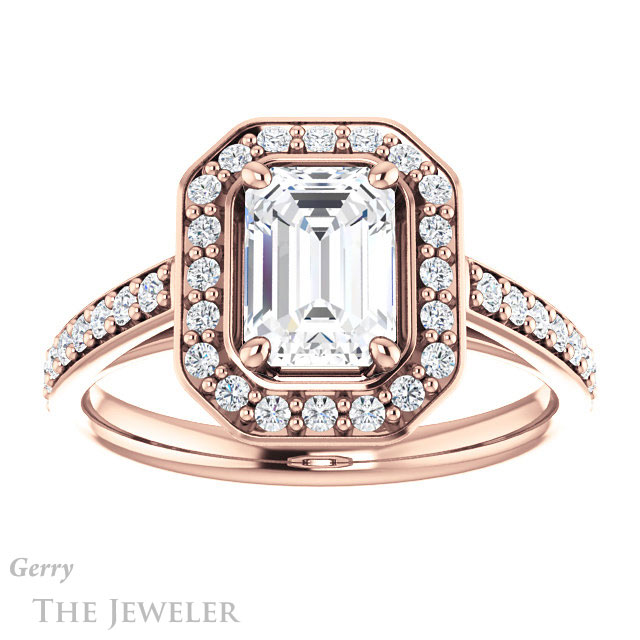 Emerald Cut Forever Brilliant Moissanite Engagement Ring #GTJ1192-emerald-fb-r