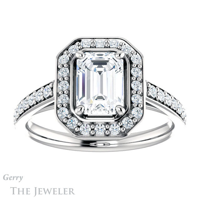 Emerald Cut Forever Brilliant Moissanite Engagement Ring #GTJ1192-emerald-fb-w