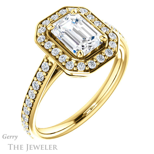 Emerald Cut Forever Brilliant Moissanite Engagement Ring #GTJ1192-emerald-fb-y
