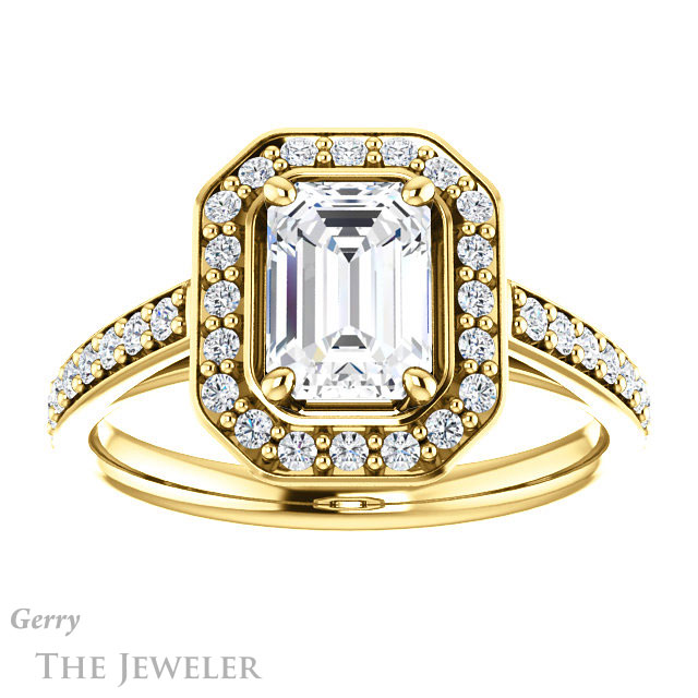 Emerald Cut Forever Brilliant Moissanite Engagement Ring #GTJ1192-emerald-fb-y