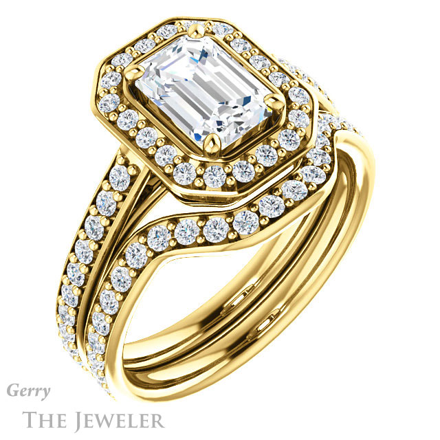Emerald Cut Forever Brilliant Moissanite Engagement Ring #GTJ1192-emerald-fb-y