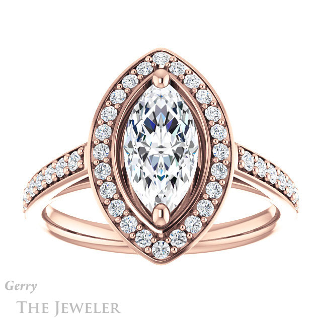 Marquise Cut Forever One Moissanite Engagement Ring #GTJ1192-marquise-fb-r 1 Marquise Cut Forever Brilliant Moissanite Engagement Ring #GTJ1192-marquise-fb-r